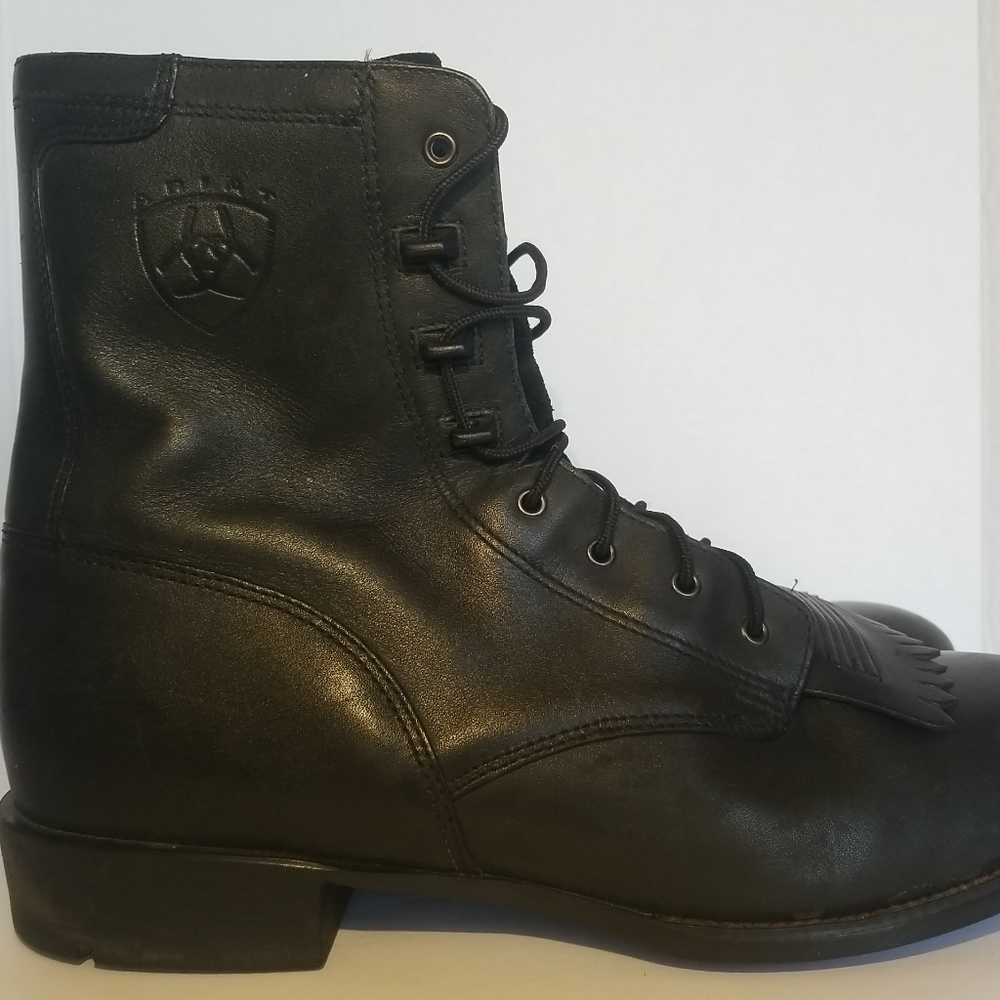 Ariat Heritage Lacer Roper Leather Boots Black Womens US 11B Style 33501